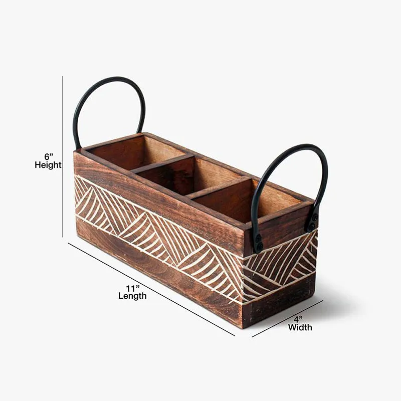 Slotto Wood Cutlery Stand media 10