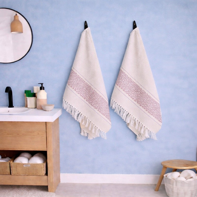 MosacStrip Cotton Hand Towel (Beige) - Set Of Four media 3