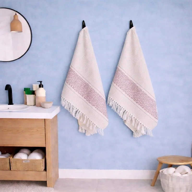 MosacStrip Cotton Hand Towel (Beige) - Set Of Four media 3