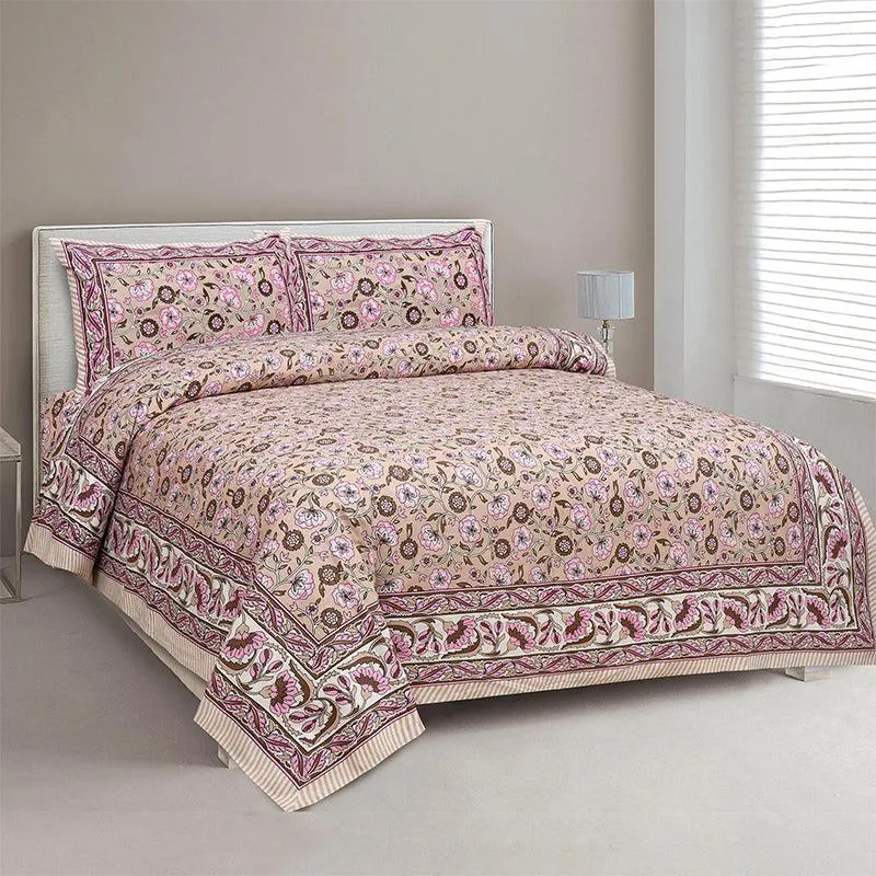 Vahana Ethnic Cotton Bedsheet (Pink) - 180 TC media 1