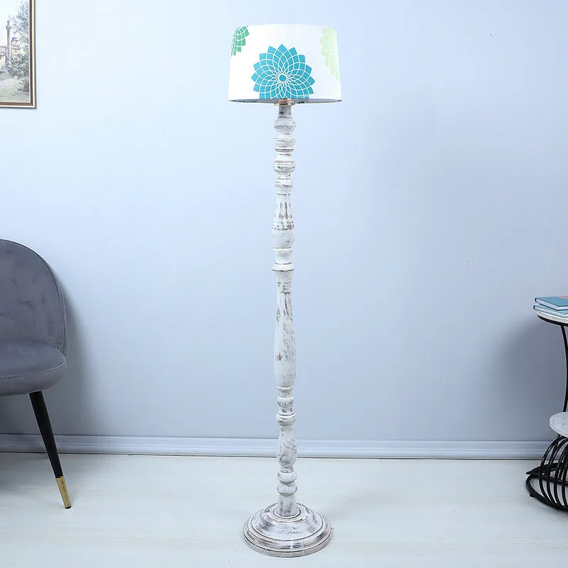 Akari Totem Printed Mango Wood Floor Lamp - White media 3