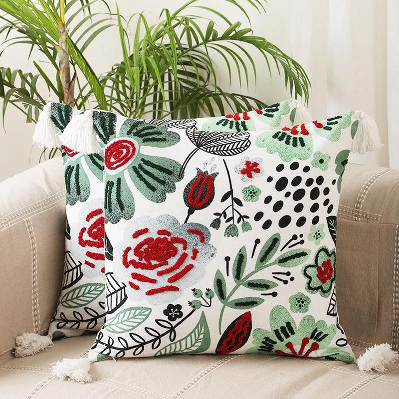 Austen's Garden Embroidered Cotton Cushion Cover - Set Of Two media 2