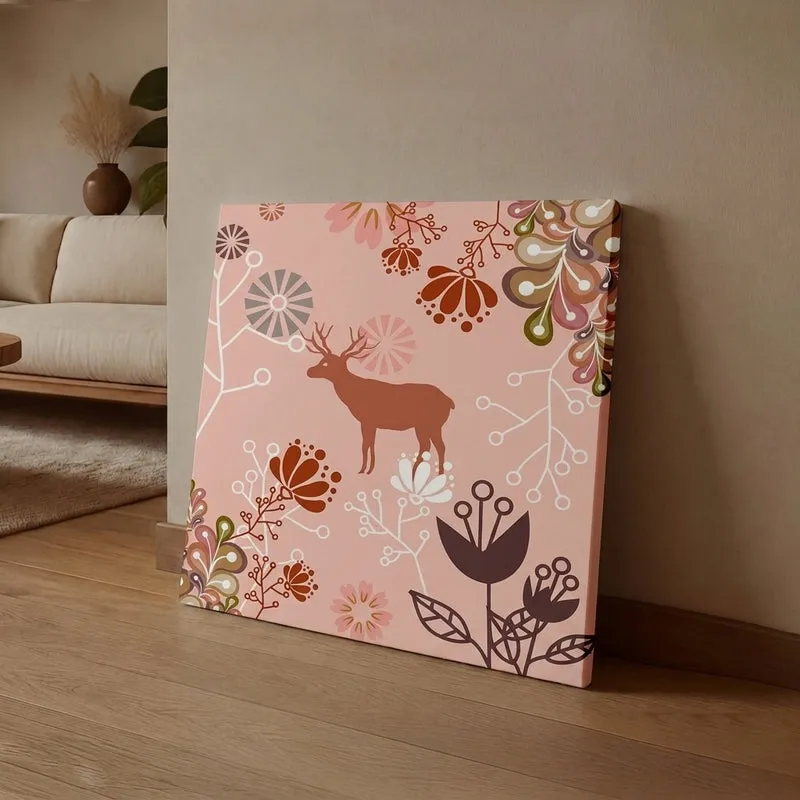 Stag & Bloom Sketch Canvas Wall Art media 1
