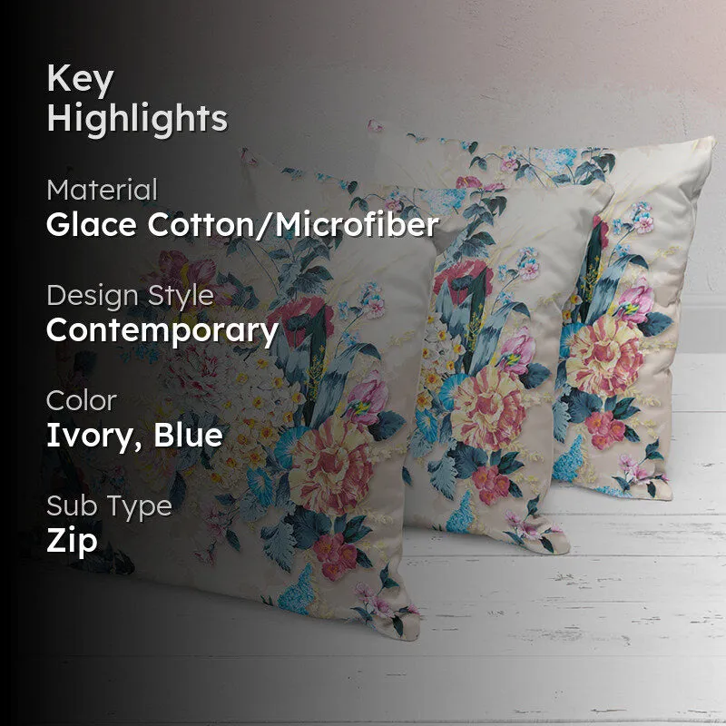 Aqua Flora Printed Cushion Cover Set - Set Of Three media 2