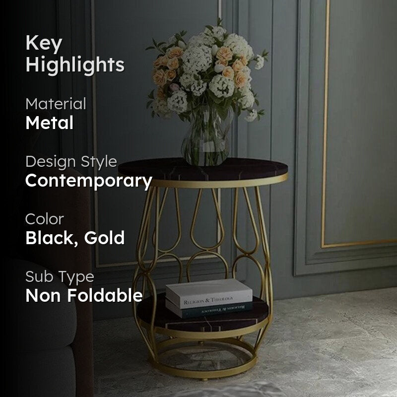 Helix Noble Metal Accent Table with Marble Top media 2