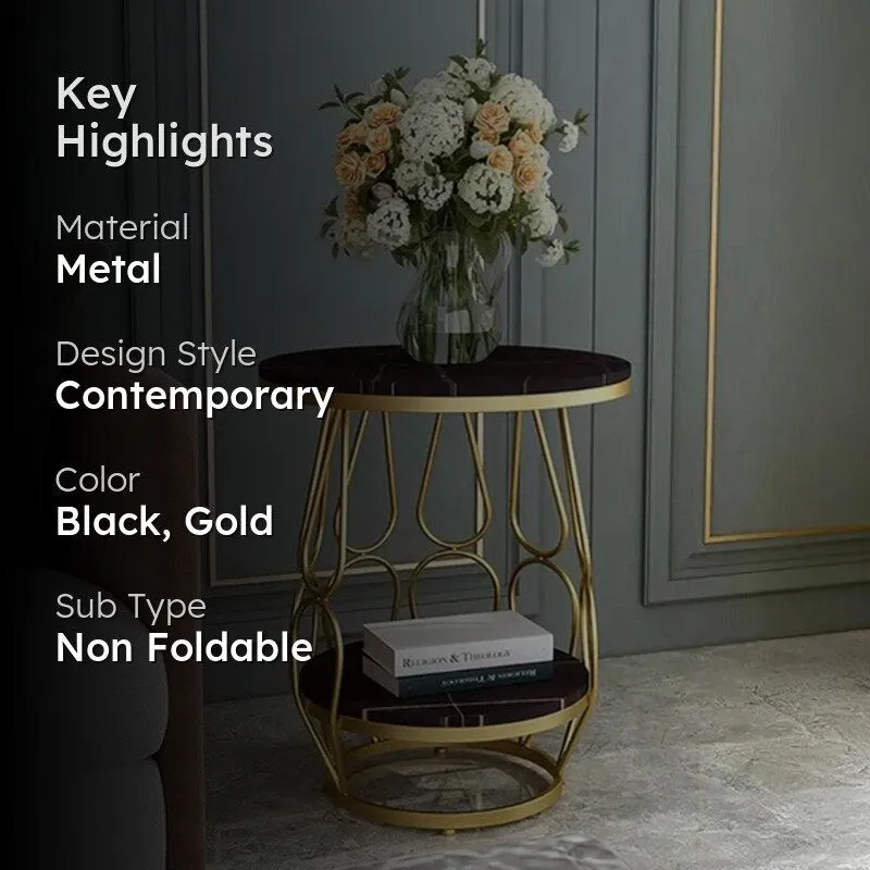 Helix Noble Metal Accent Table with Marble Top media 2