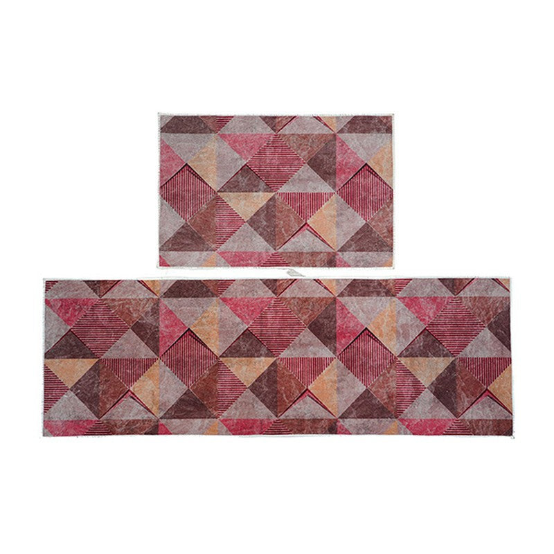 PatternShift Polyester Kitchen Floor Mats (Red) - Set of Two media 3