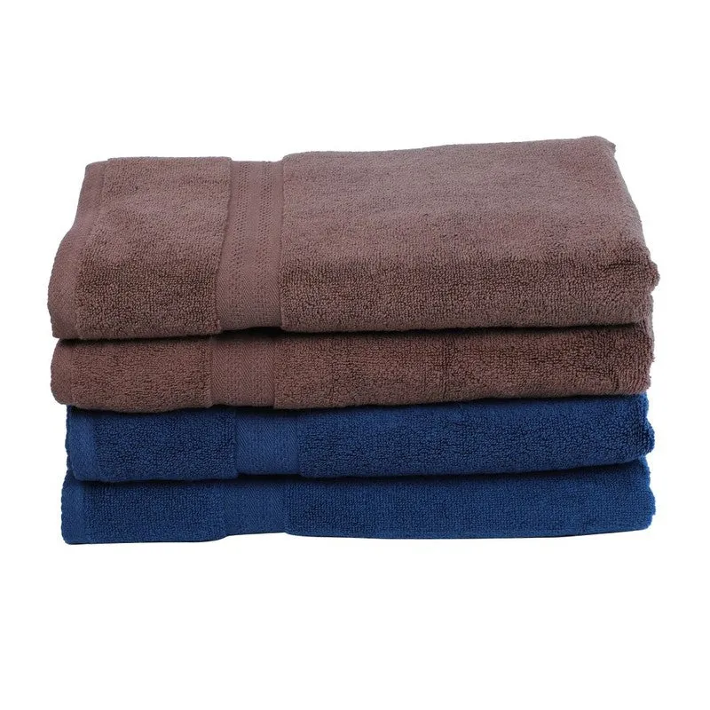 Zyra Solids Bath Towel (Brown, Blue) - Set Of Four media 8