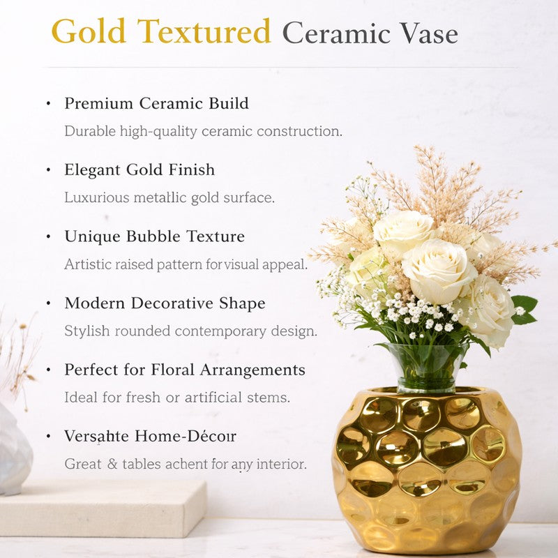 Pureva Ceramic Vase - Gold media 8
