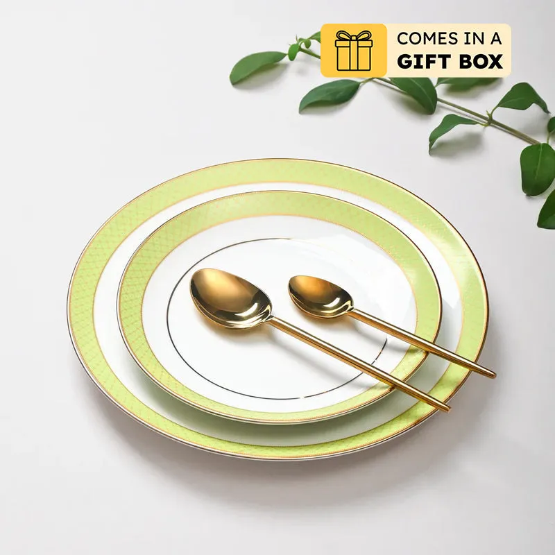 Princely 24k Gold Brushed Porcelain Dinner Set - 21 Piece Set media 1