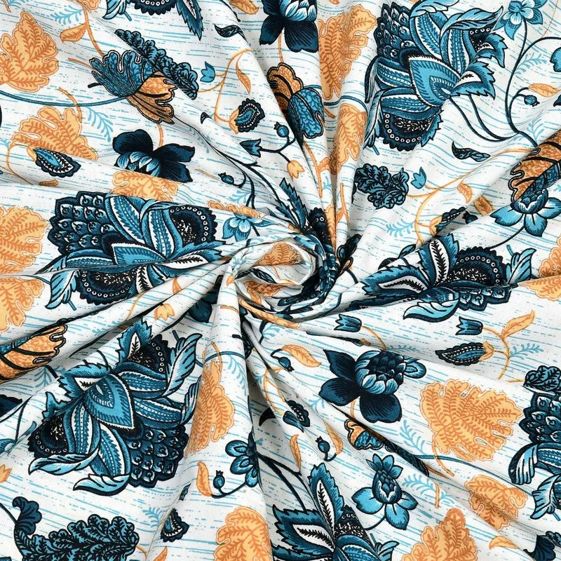 Softus Cotton Bedsheet (Blue,Orange) - 240 TC media 5