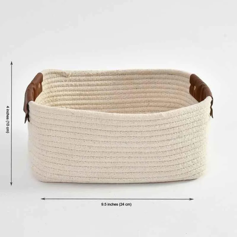 Cappucino Cotton Storage Basket - White media 6