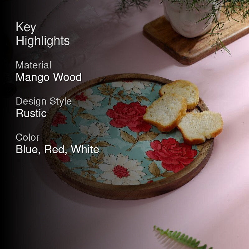 Hetty Floral Circular Wood Platter media 2