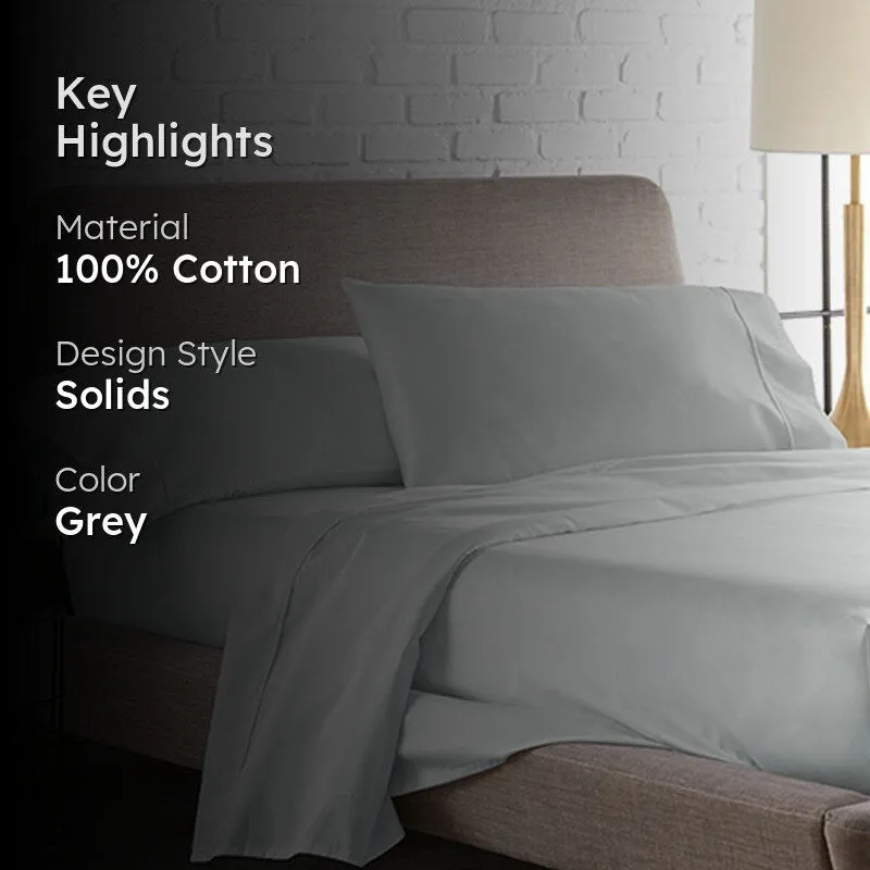 Maison Solid Cotton Pillow Cover (Light Grey,1000TC) - Set Of Two media 2
