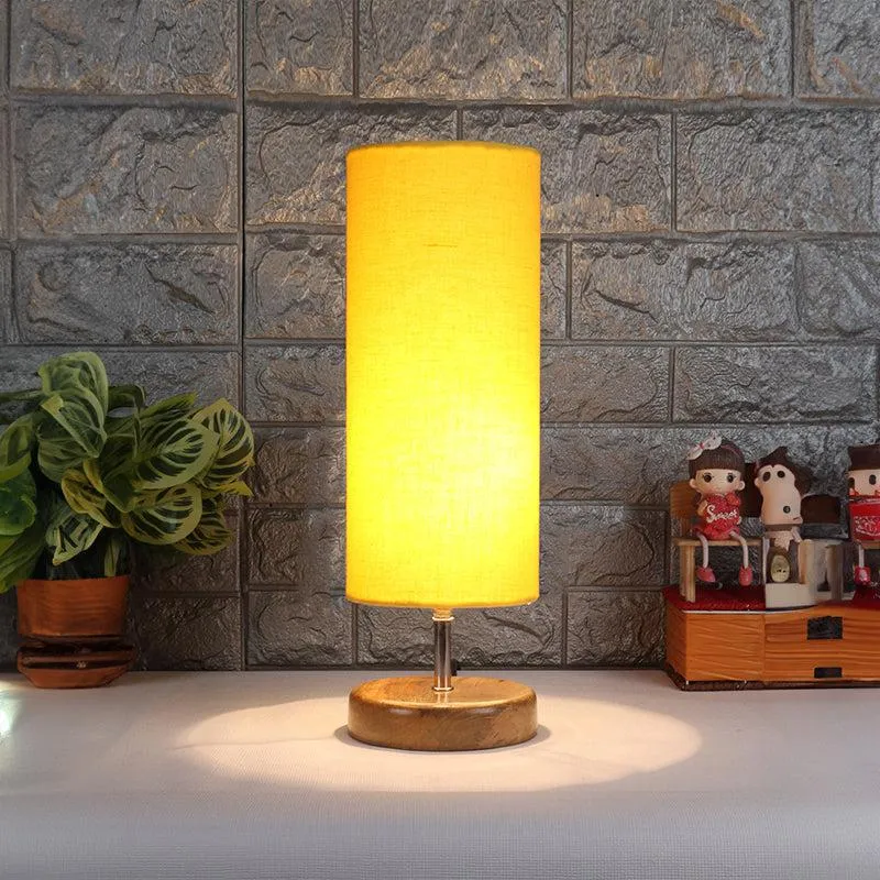 Hisha Wooden Table Lamp - Yellow,Brown media 1