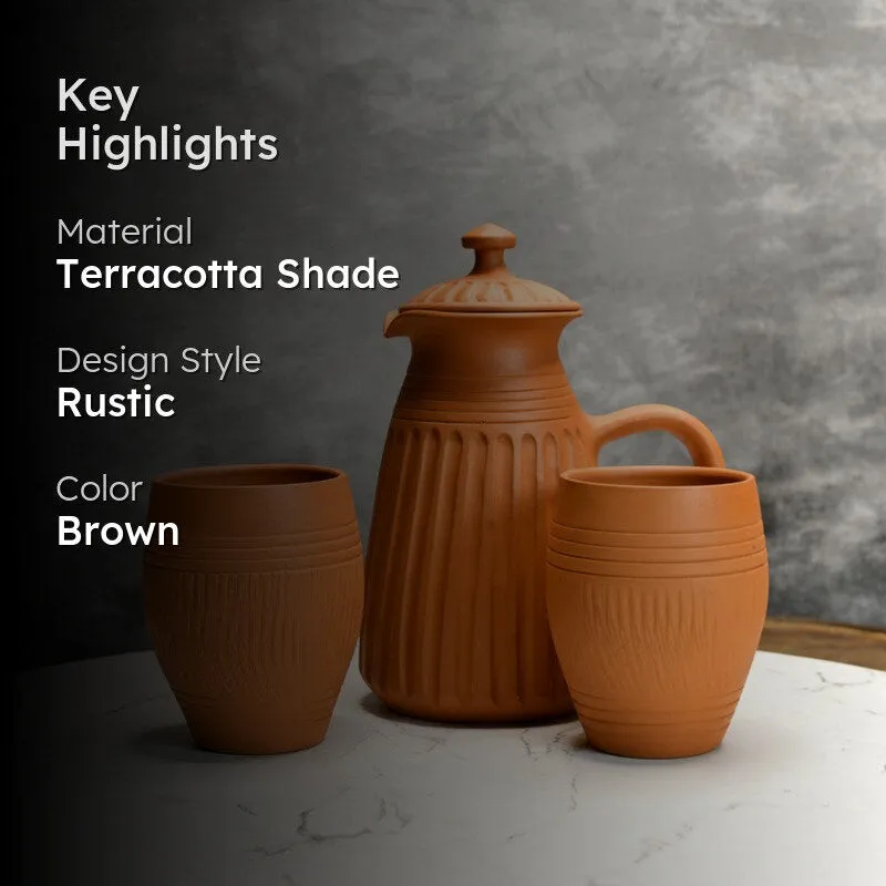 Victoria Terracotta Jug with Glasses - Three Piece Set - 2