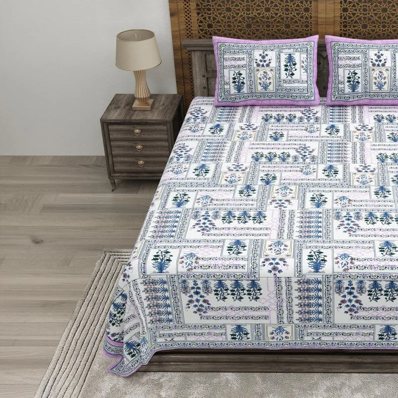 Designet Cotton Bedsheet (Purple,Blue) - 240 TC media 3