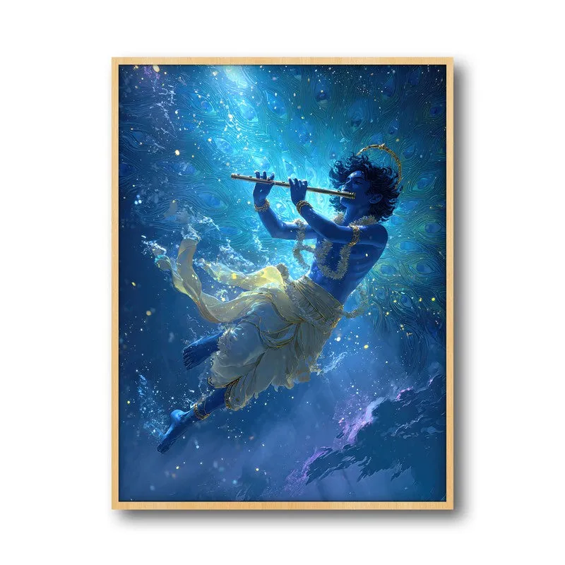 Lord Krishnas Cosmic Divine Dance II Archival Paper Wall Art - Natural Brown Frame media 5