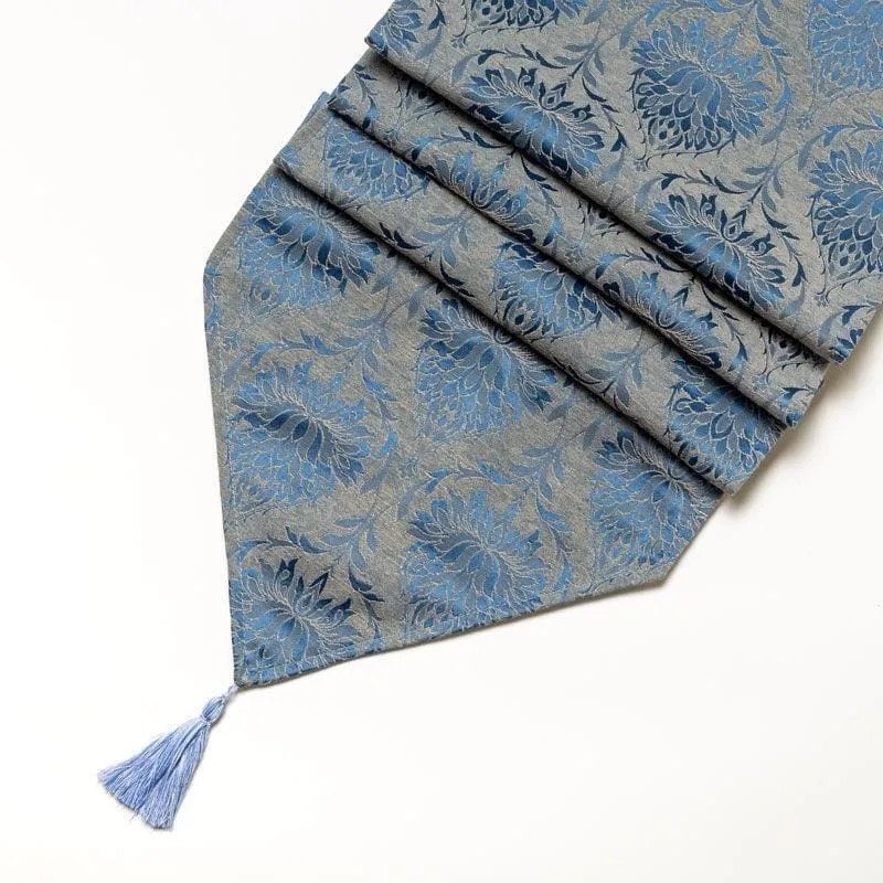 Pierre Paisley Jacquard Table Runner- Dark Blue media 4