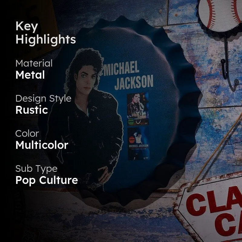 Michael Jackson Blue Bottle Cap Metal Wall Accent media 2