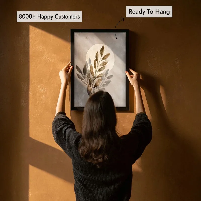 Nature Inspired Botanical Archival Paper Wall Painting With Black Frame media 5