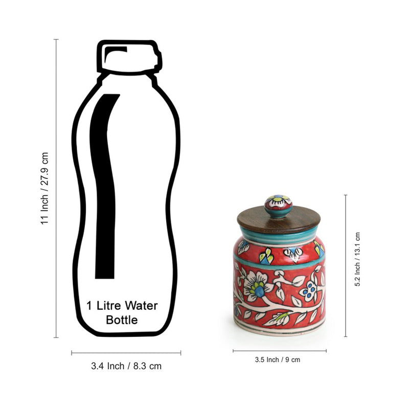 Panchmi Flora Handpainted Storage Jar - 410 mL media 7