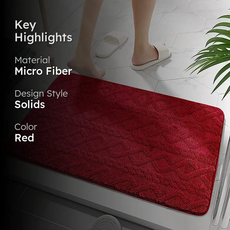 Interlocked Steps Microfiber Bath Mat - Red media 2