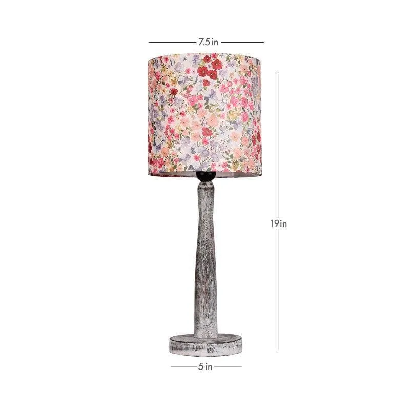 Gardenia Aura With Wooden Pillar Fabric Table Lamp - Multicolor media 5