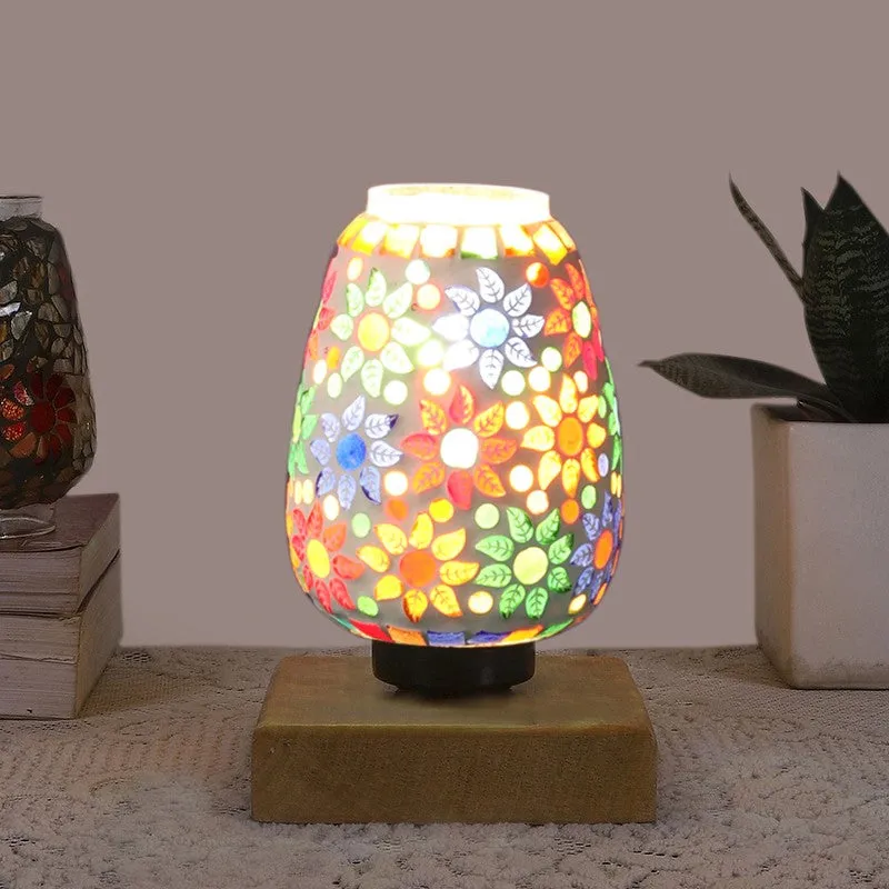 Arvyn Glass Table Lamp With Wooden Base - Multicolor media 3