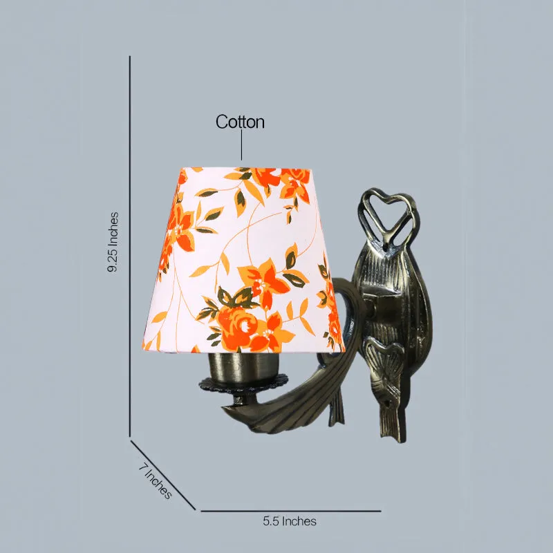 Love Gleam Atva Ibis Flora Conical Fabric & Metal Wall Lamp media 4