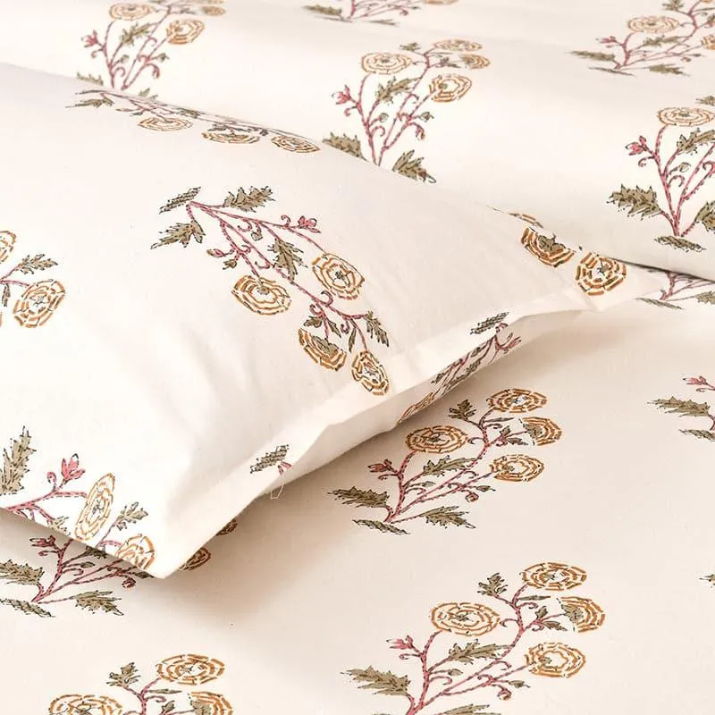 Tamiksha Printed Cotton Bedsheet (Yellow) - 160 TC media 5