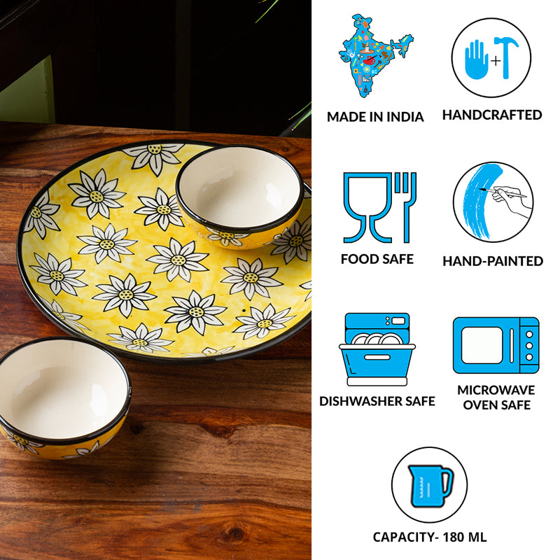 Daisy Blooms Handpainted Dinner Set - 3 Piece Set media 4