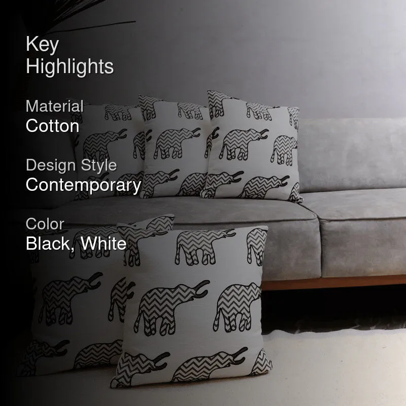 Plushie Trunks Tufted Cushion Cover (Black & White) - Set Of Five media 2