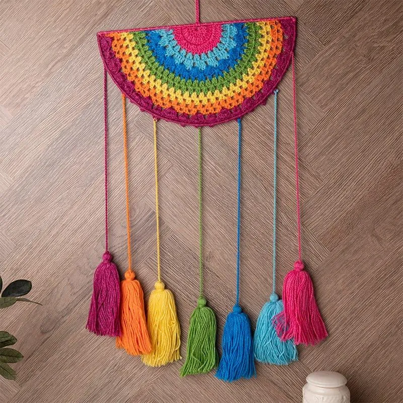 Rainbow Drip Macrame Woolen Wall Accent media 1