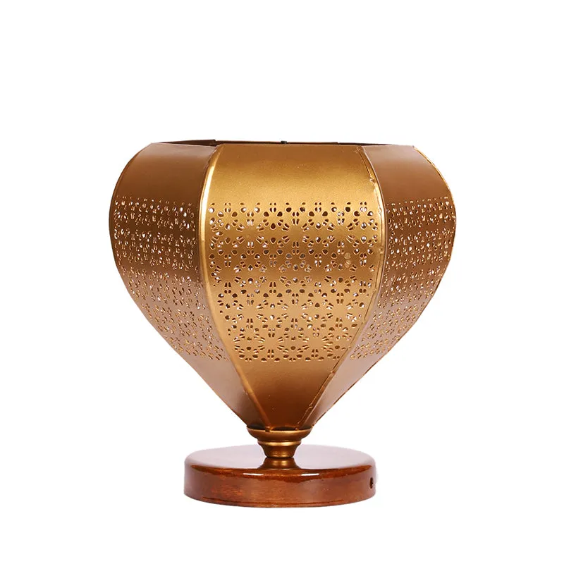 Gitana Glory Metal Table Lamp With Brown Base - Gold media 3