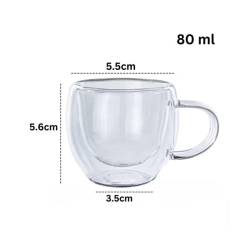 Elegant Glass Coffee Mug (80 mL Each) - Set Of Two media 8