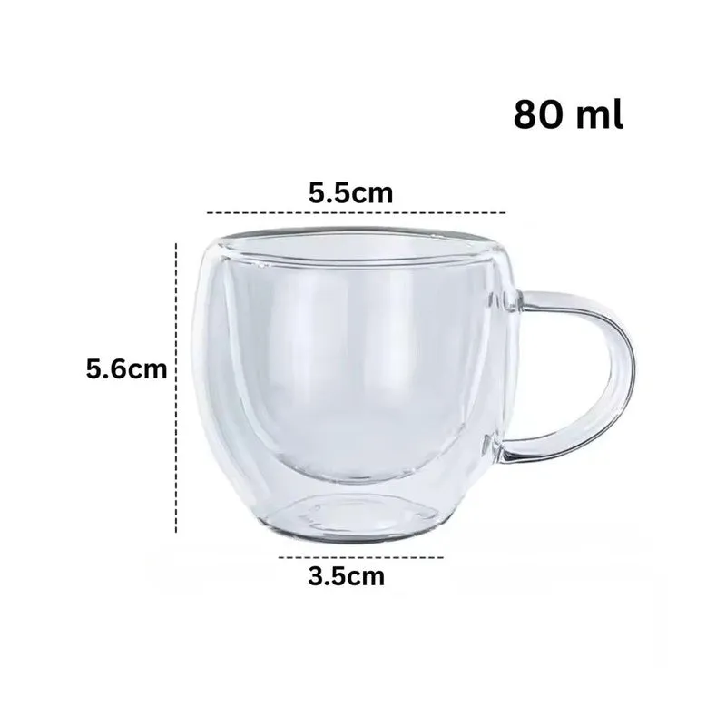 Elegant Glass Coffee Mug (80 mL Each) - Set Of Two media 8