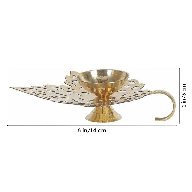 Leafy Brass Diya With Handle media 8