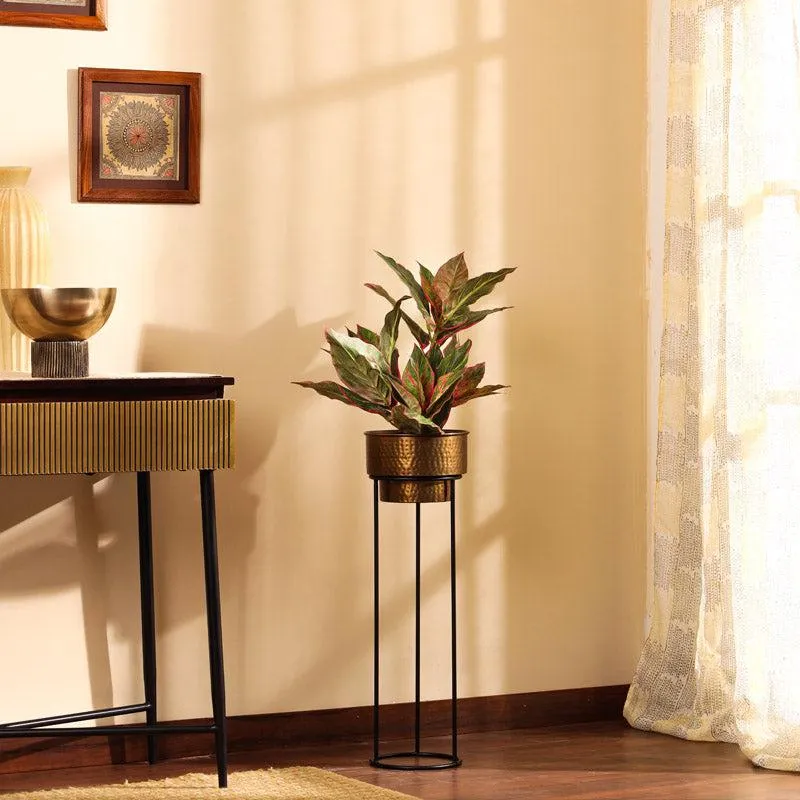 Artificial Realistic Dieffenbachia With Black Plastic Pot - Green media 5