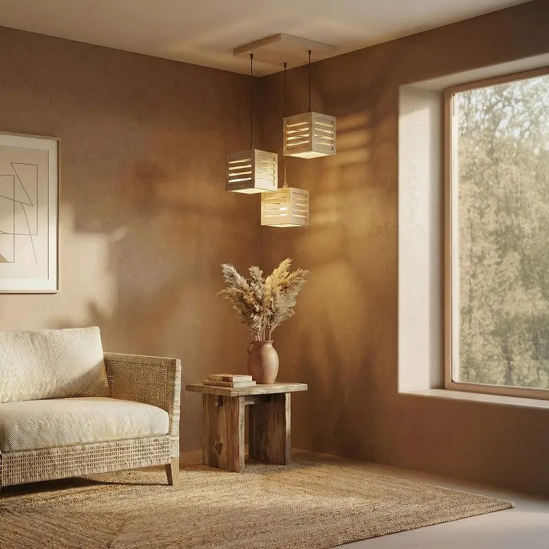 Urban Cage Wooden Ceiling Lamp - Beige media 3