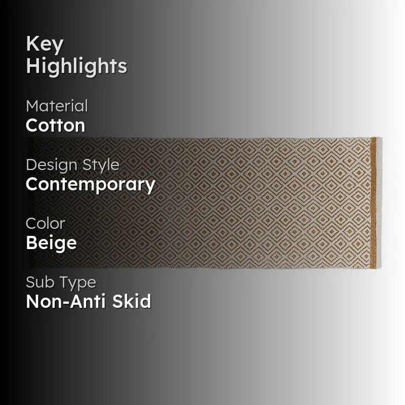 Earthica Cotton Runner Rug - Beige media 2