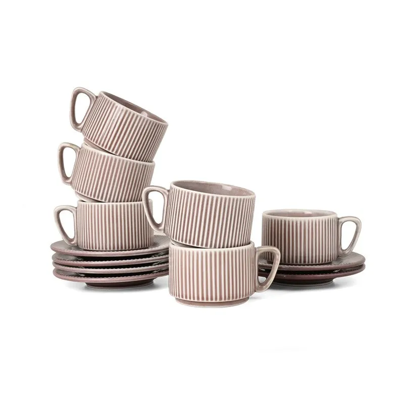 Pure Brew Porcelain Cup & Saucer (220 mL Each) - Twelve Piece Set media 3