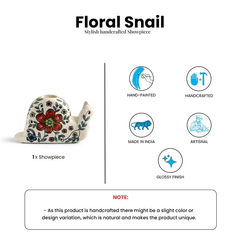 Floral Snail Handpainted Ceramic Showpiece media 7