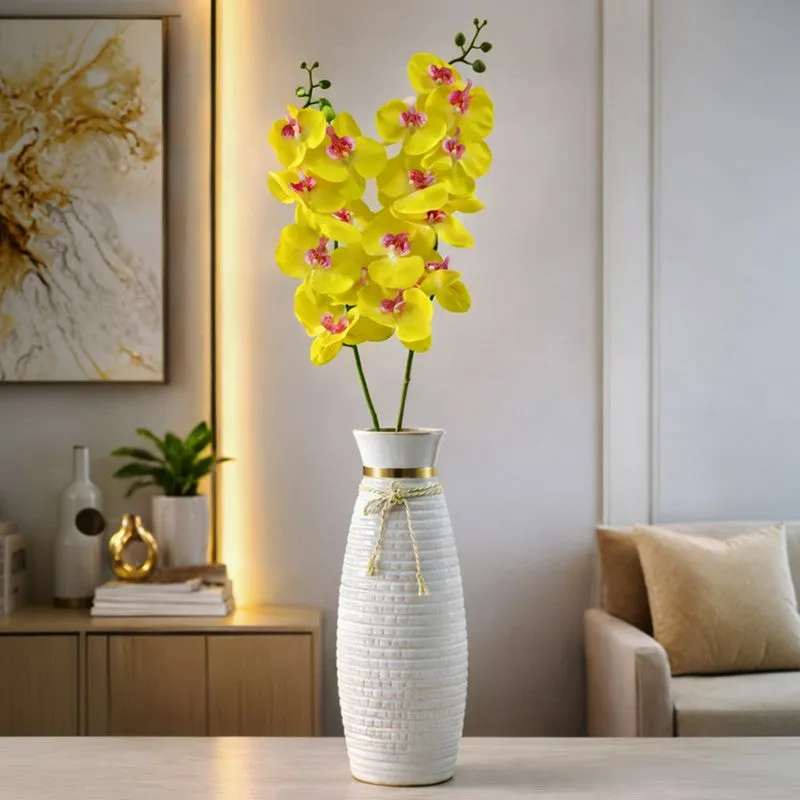 Auraflora Plastic Artificial Flower (Yellow) - Set Of Two media 1