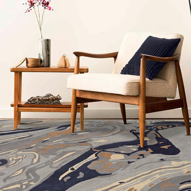 Ala Hand Tufted Abstract Wool & Nylon Carpet - Navy Blue media 3