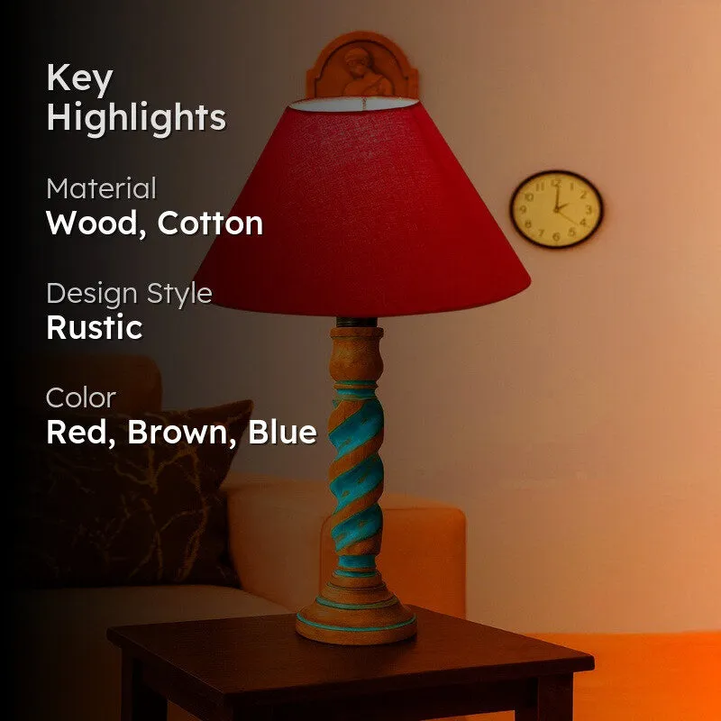 Elara Liora Wooden Table Lamp - Red media 2