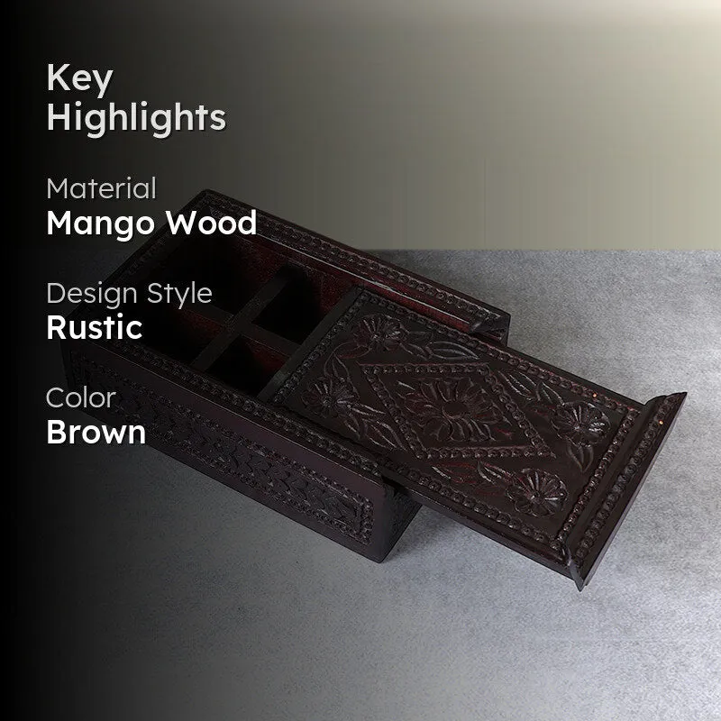 Layra Mango Wood Masala Box media 2