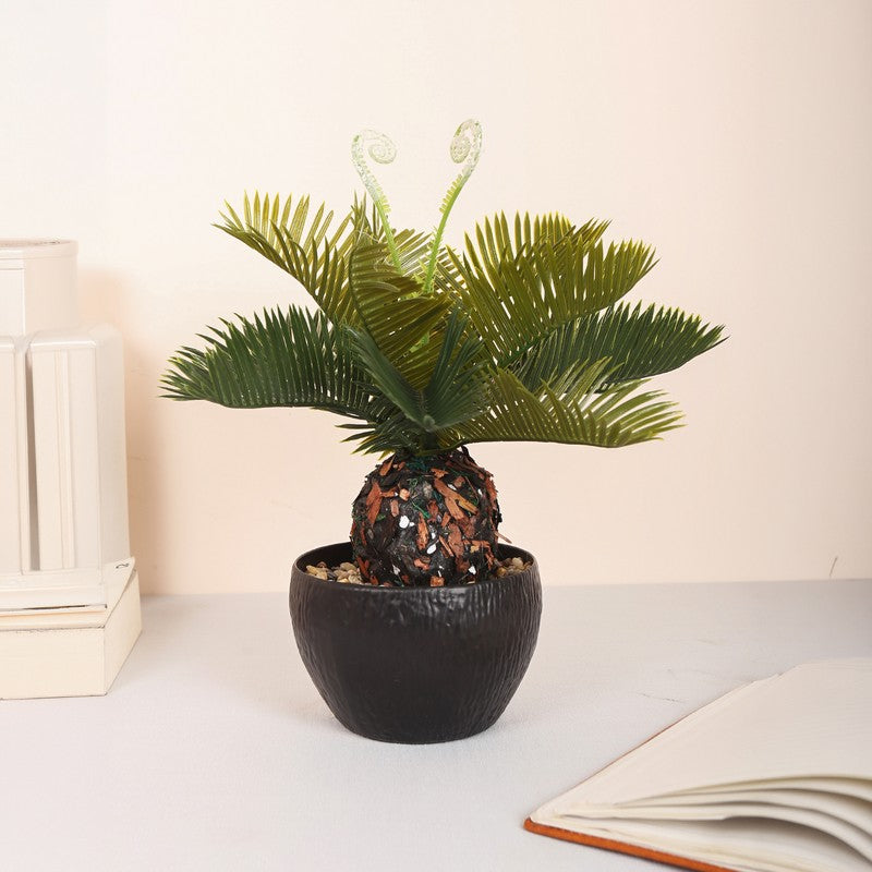 Lifelike Cycas Artificial Plant With Black Plastic Pot