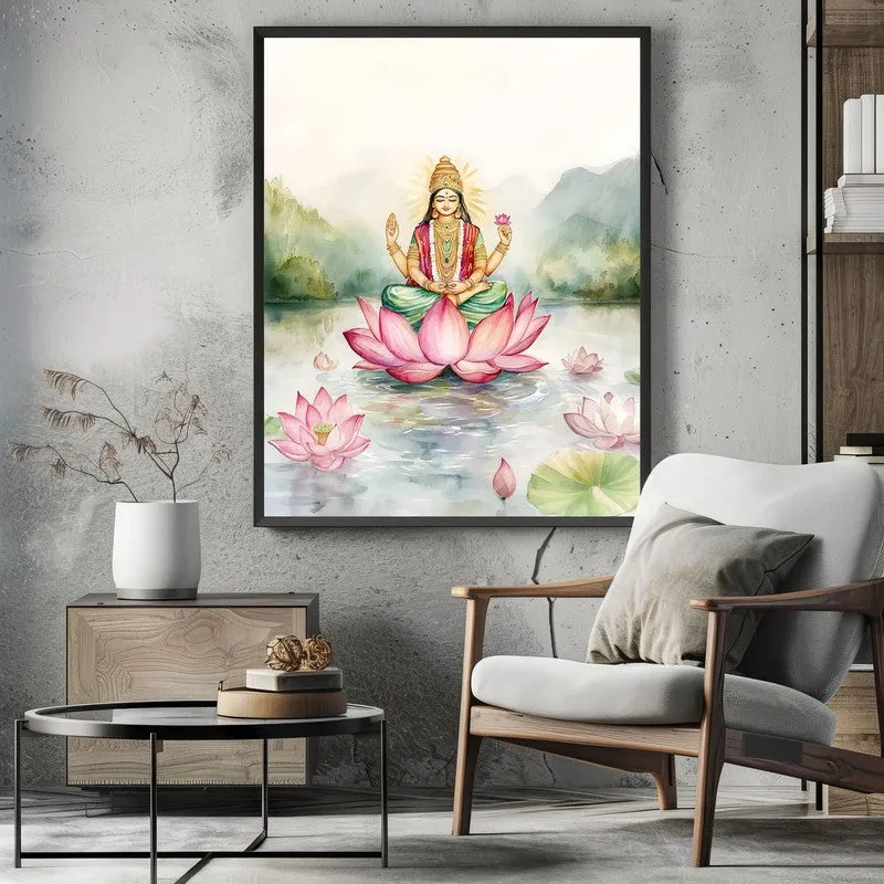 Vishnupriya Spiritual Archival Paper Wall Painting With Frame - Black media 3