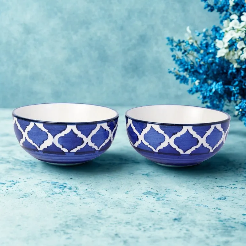 Biteza Ceramic Snack Bowls (Blue , 180 mL Each) - Set Of Two media 5